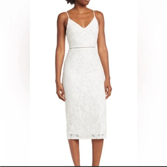 Nsr Dresses | Nsr Fitted Lace Midi Dress- Size Small | Color: White | Size: S | Tarabencz's Closet Nsr Dresses | Nsr Fitted Lace Midi Dress- Size Small | Color: White | Size: S | Tarabencz's Closet